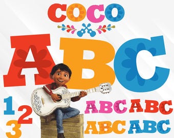 Coco Alphabet, Coco Alphabet and Numbers, Coco Letters, Coco Clipart, Coco PNG, Coco Alphabet