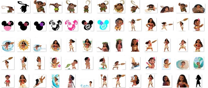 K&ouml;nnte beinhalten: Ein Set mit 48 Moana-Motiven zum Aufb&uuml;geln. Die Transfers zeigen Moana, Maui und andere Figuren aus dem Film. Es gibt auch mehrere Mickey Mouse- und Moana-Designs.