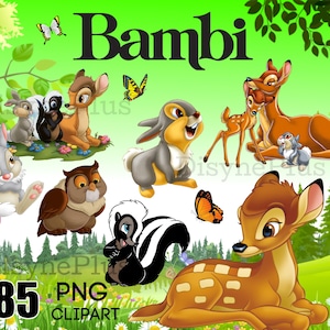 Bambi clipart, Bambi png, bosdieren png, Thumper Flower shirt, Bambi babyshower, Bambi decor, schattige herten verjaardag print