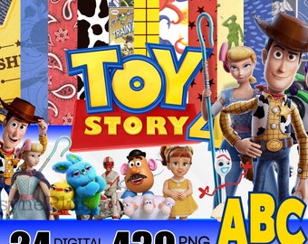 Toy Story Digital Paper, Toy Story Clipart, Toy Story PNG Instant Download, Toy Story 4 Buzz Woody Printable, Scrapbook Page Toy Story Print