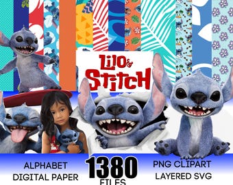Lilo and Stitch ClipartLilo Stitch PNG SVG Clipart Instant Download, Stitch Digital Paper, Lilo Stitch Birthday, Lilo Stitch shirt