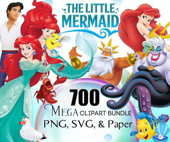 Little Mermaid SVG, Ariel PNG Clipart Bundle, Little Mermaid Png, Princess PNG, Little Mermaid birthday, Little Mermaid Sublimation