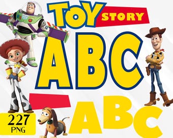 Toy Story Alphabet, Toy Story Font Alphabet and Numbers, Toy Story Letters, Toy Story Clipart, Toy Story PNG, Toy Story Alphabet
