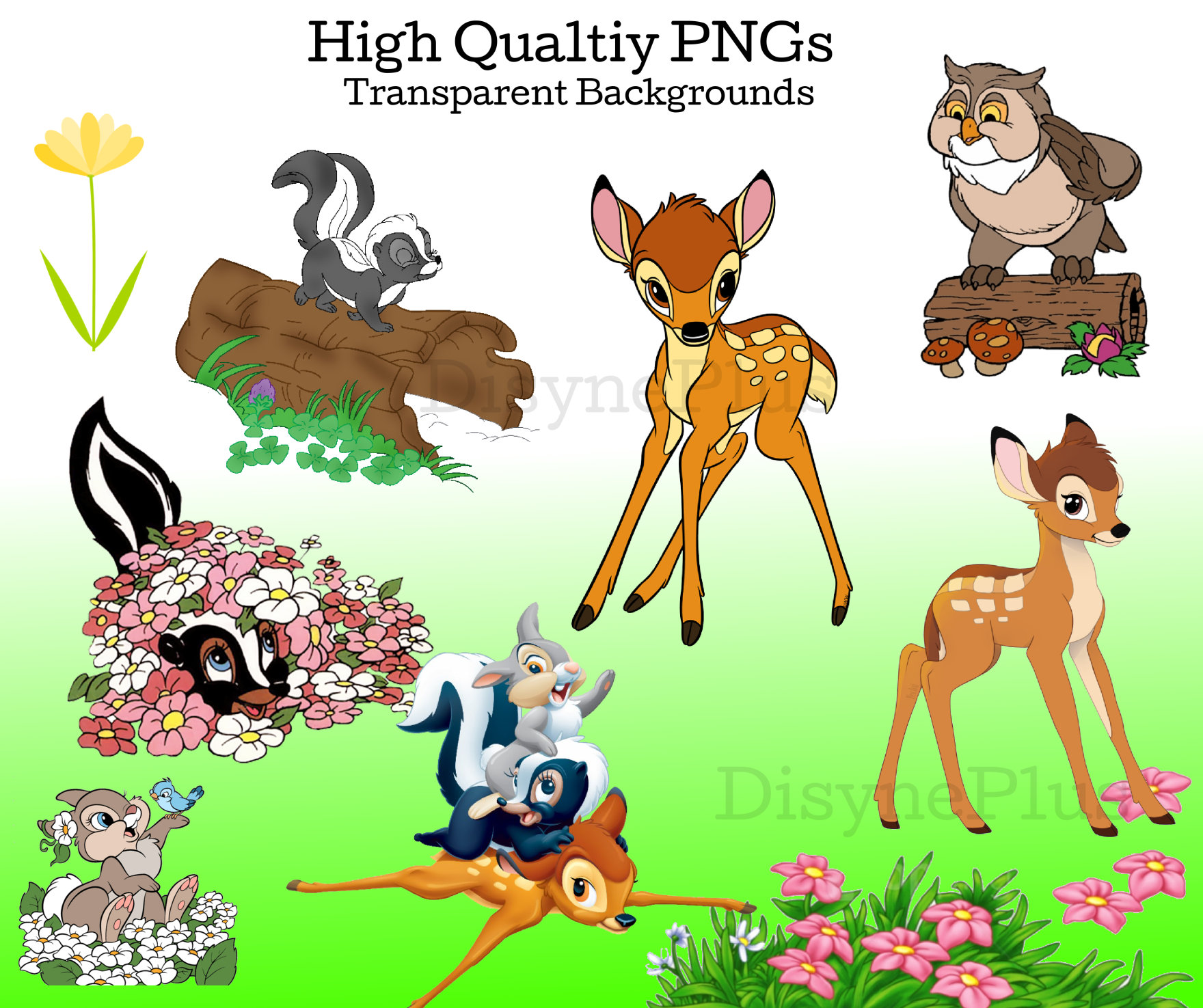 Bambi Clipart, Bambi PNG, Forest Animals Png, Thumper Flower Shirt