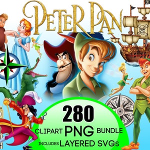 Peter Pan PNG, Peter Pan SVG, Peter Pan Clipart, Capitán Garfio Descarga digital instantánea, Tinker Bell PNG, Tinkerbell svg, Never Grow Up svg