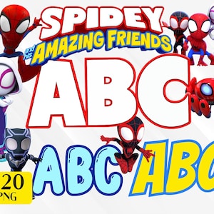 Alfabeto do Aranha, Alfabeto e Números do Aranha e seus Amigos Incríveis, Letras do Aranha, Clipart do Aranha, PNG do Aranha, Alfabeto do Aranha