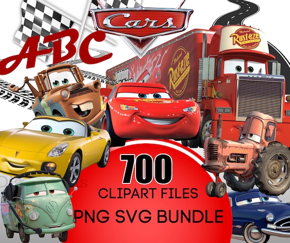 Cars PNG Clipart, Cars SVG, Planes and Cars Birthday Bundle, Instant Download Lightning Mcqueen Mater, Cars Font