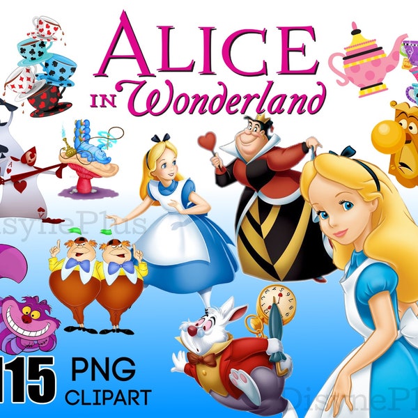 Alice in Wonderland PNG, Alice in Wonderland Clipart, Cheshire Cat PNG, Over 100 Images to Make Alice in Wonderland Stickers and more!