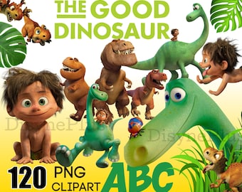 The Good Dinosaur PNG Clipart, The Good Dinosaur Digital PNG Download with Letters and Birthday Printables Dinosaur Cupcake Topper Shirt