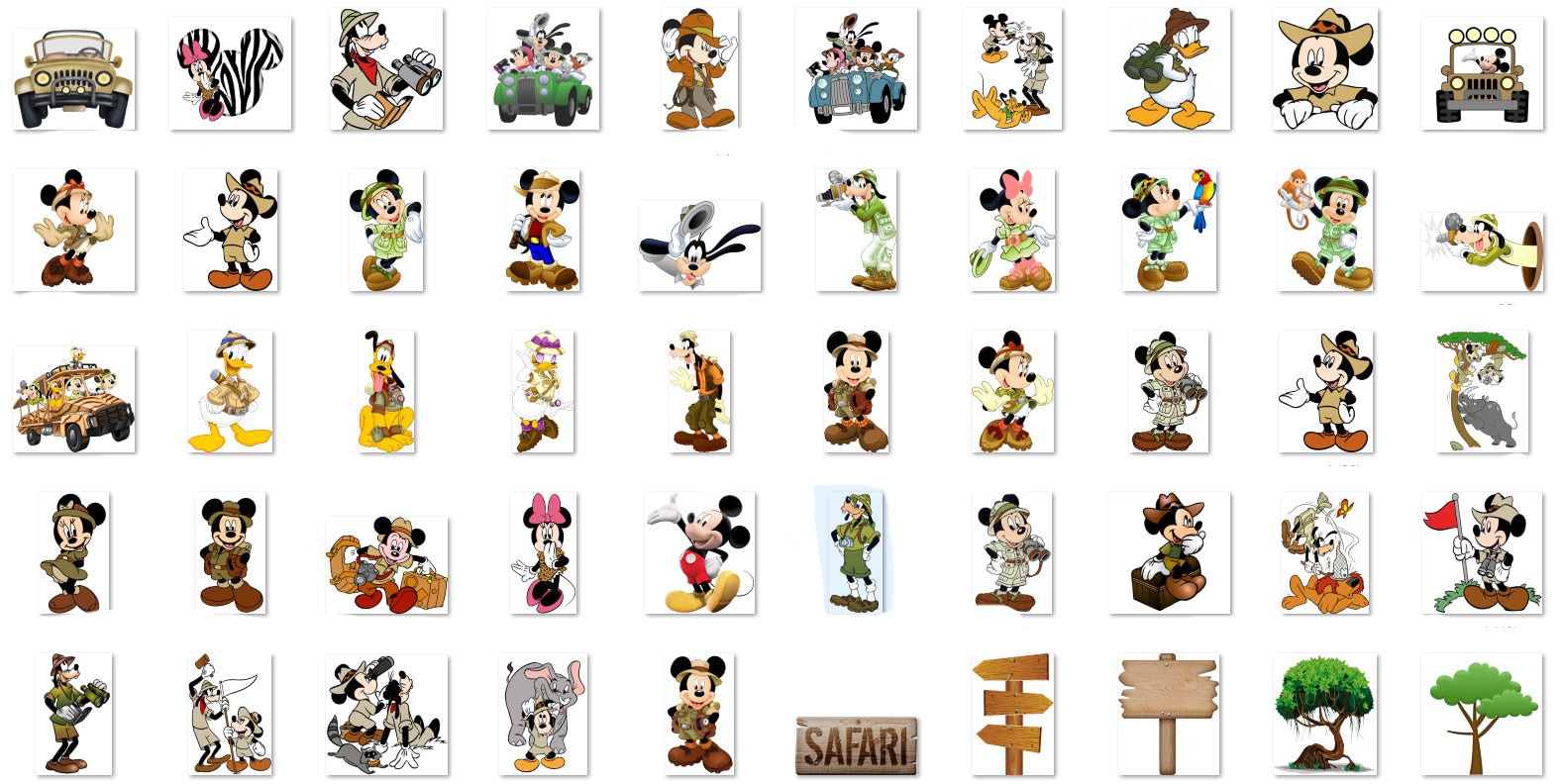 Mickey Mouse Minnie Mouse Safari Jeep Digital File Clipart PNG -   Portugal