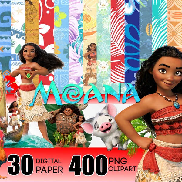 Moana Paper, Moana PNG, Moana clipart, Island scrapbook paper, Hawaii paper, Moana birthday Printable, Moana clip art