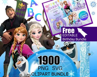 Frozen PNG Clipart, Frozen SVG, Editable Frozen 2 Clipart, Anna Elsa Olaf, Birthday Invitation, Frozen 2 svg, Frozen Personalized birthday