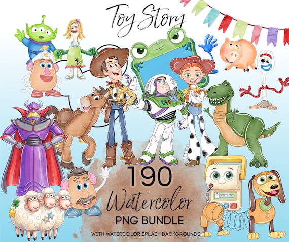 Toy Story 5 Watercolor Clipart, Toy Story PNG, Hand painted Buzz Lightyear Woody PNG, Watercolor PNG