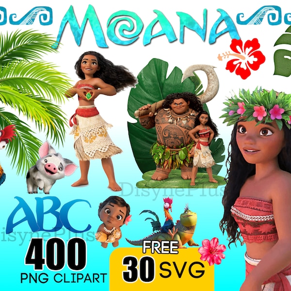 Moana Clipart, Moana SVG, Moana PNG, Moana Geburtstag, Moana Printable, Moana Schriftart, Maui SVG Sofortiger digitaler Download