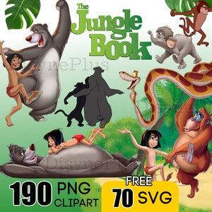 El libro de la selva PNG, imágenes prediseñadas del libro de la selva, SVG del libro de la selva, Mowgli Baloo, camisa del libro de la selva, descarga instantánea de alta calidad, cumpleaños de la selva
