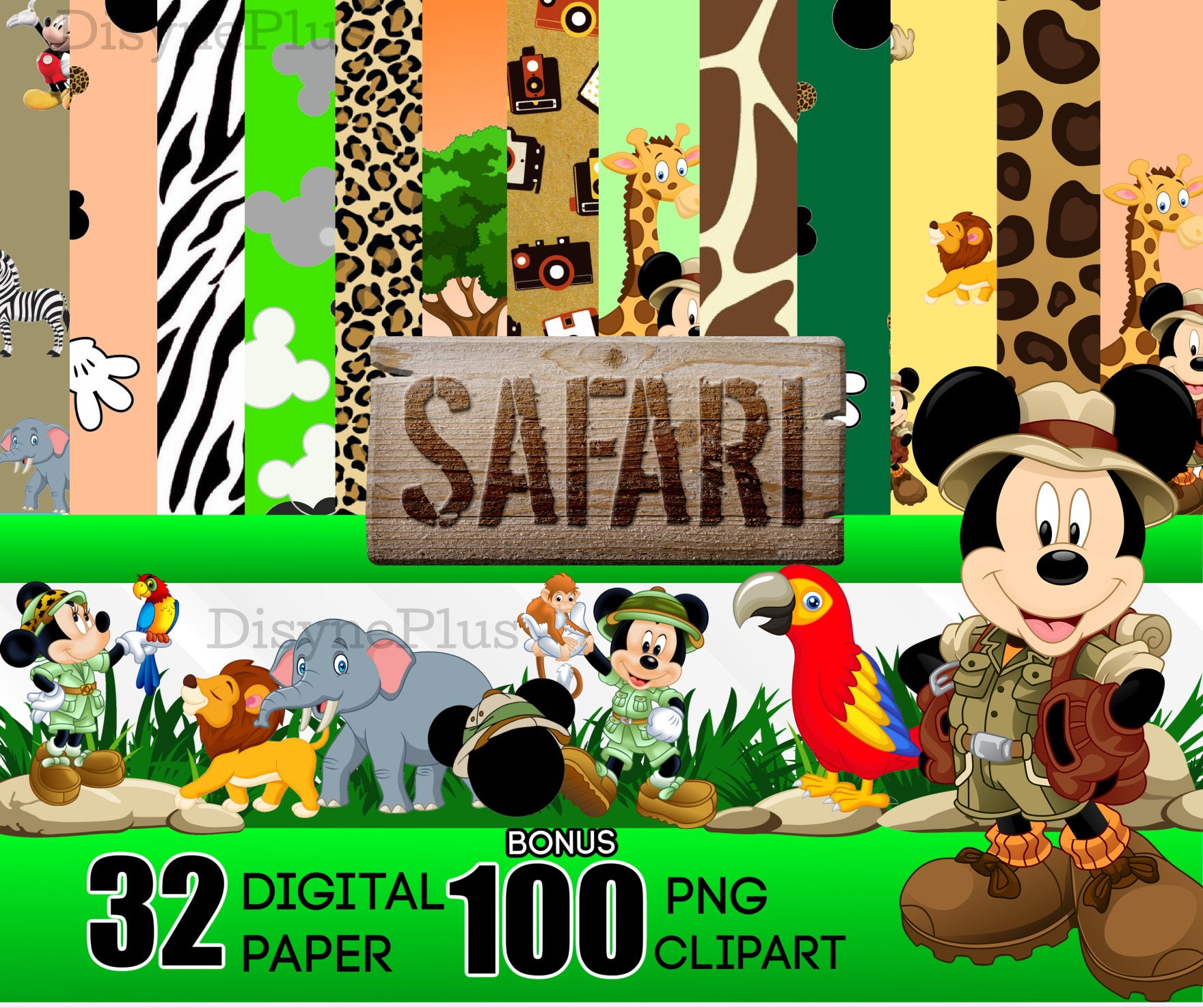 Mickey Mouse Minnie Mouse Safari Jeep Digital File Clipart PNG -   Portugal