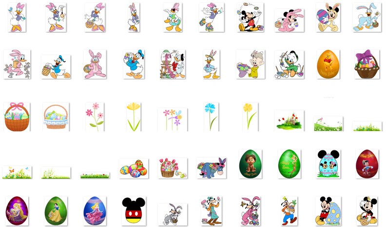 Mickey Easter Clipart, Kids Easter PNG, Winnie Pooh Easter clip art, Easter Bunny png, Spring Break Vacation PNG, Springtime png afdrukbaar afbeelding 4