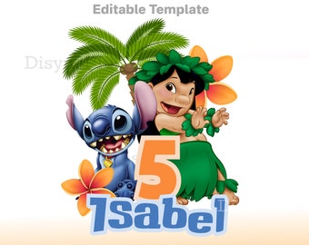EDITIERBARE Lilo und Stitch PNG, Stitch Geburtstagsvorlage, Stitch Clipart PNG, Stitch Cake Topper, Lilo Stitch Geburtstag Shirt