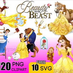 La Bella e la Bestia SVG PNG Clipart, Belle SVG, Crea la bella e la Bestia cake topper o invito di compleanno, La Bella e la Bestia Clip art