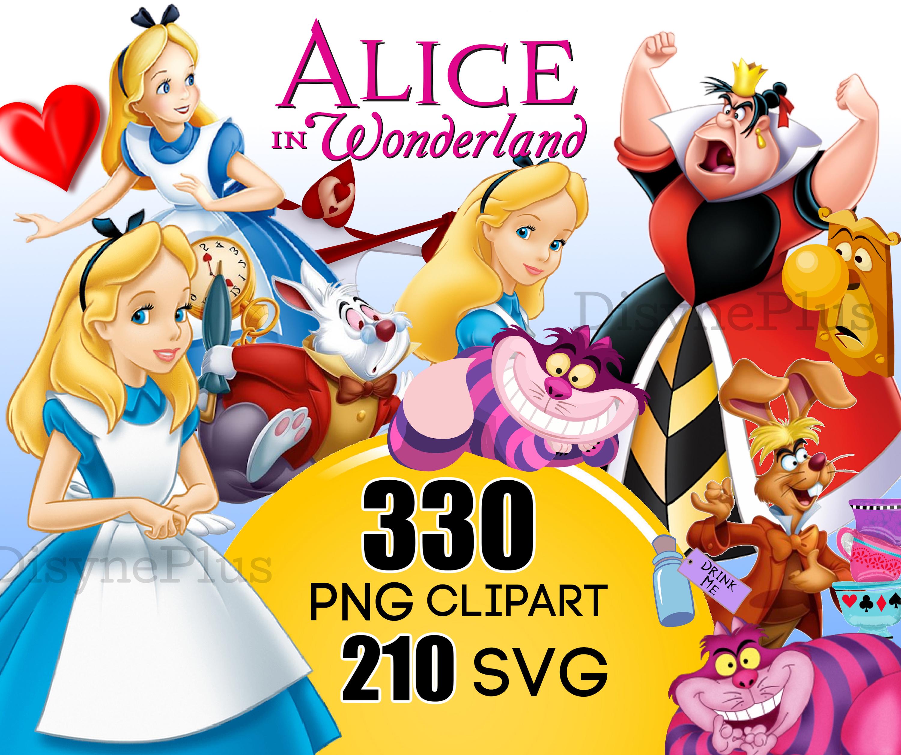 Alice in Wonderland SVG PNG Clipart Mega Bundle, Cheshire Cat svg png, For Alice in Wonderland Baby showers, birthdays, and crafts