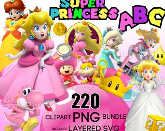 Mario Princess PNG SVG Clipart, Princess Peach png, Princess Peach svg, Mario Princess Peach png svg Clipart, Rosalinda Daisy
