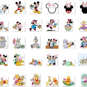 Mickey Easter Clipart, Kids Easter PNG, Winnie Pooh Easter clip art, Easter Bunny png, Spring Break Vacation PNG, Springtime png afdrukbaar afbeelding 3