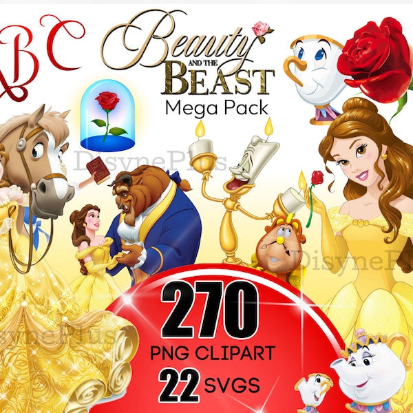 Beauty and Beast SVG, Belle PNG Clipart Bundle, Beauty and the Beast SVG, Instant Digital Download, Princess shirt