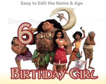 EDITABLE Moana 2 PNG, Moana 2 Birthday Template, Moana Clipart PNG, Moana 2 Cake topper, Moana birthday shirt