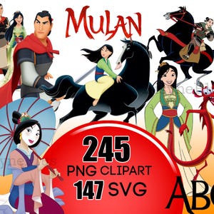 Mulan SVG PNG Clipart, Alphabet Mulan, Mulan Clipart Bundle pour fer à repasser, anniversaires et travaux manuels, svg Mushu