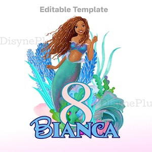EDITIERBARE Kleine Meerjungfrau PNG, Afroamerikanische Kleine Meerjungfrau Geburtstagsvorlage, Meerjungfrau Geburtstag Clipart, Kleine Meerjungfrau Geburtstagsshirt