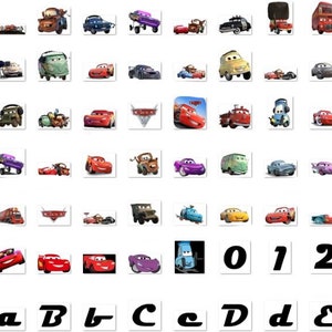 Bilar PNG Clipart, Bilar SVG, Flygplan och Bilar Födelsedagspaket, Direkt Nedladdning Lightning McQueen Mater, Bilar Typsnitt bild 7