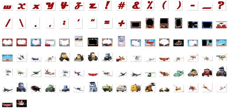 Bilar PNG Clipart, Bilar SVG, Flygplan och Bilar Födelsedagspaket, Direkt Nedladdning Lightning McQueen Mater, Bilar Typsnitt bild 8
