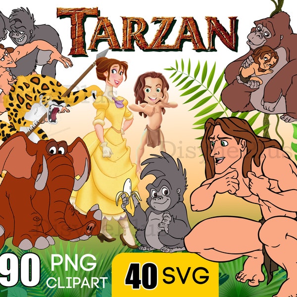 Tarzan PNG Bundle, Tarzan Clipart, Tarzan SVG, Tarzan and Jane PNG, Tarzan shirt, High Quality Instant Download Tarzan Birthday, Jungle png