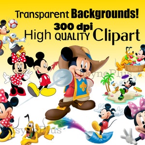 May include: A set of 10 cartoon character clipart images featuring Mickey Mouse, Minnie Mouse, Pluto, and Donald Duck. The characters are in various poses and settings, including playing sports, relaxing in a hot tub, and enjoying a tropical holiday. The images are high quality and have transparent backgrounds.