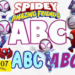 Alfabeto do Aranha, Alfabeto e Números do Aranha e seus Amigos Incríveis, Letras da Aranha Gwen, Clipart do Aranha, PNG do Aranha, Alfabeto do Aranha