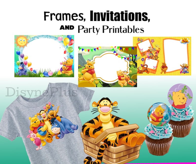 Winnie the Pooh SVG PNG Clipart Bundle, Winnie the Pooh png, Winnie the Pooh svg, Winnie the Pooh födelsedagsinbjudningar, Ior Nasse Tiger bild 4