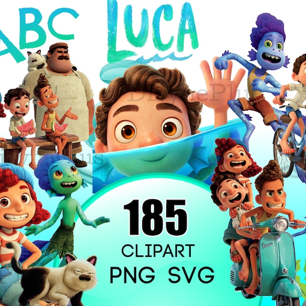 Luca SVG, Luca PNG, Luca Clipart Bundle, Luca Cricut Shirt, Luca Birthday, Luca Cake Topper, Luca Clip Art