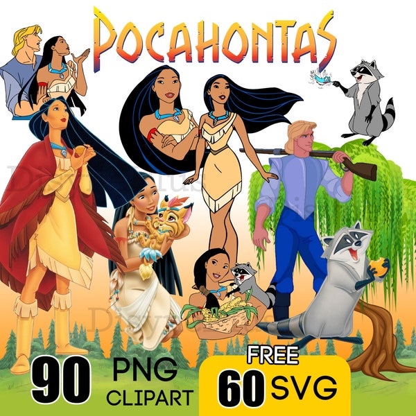 Pocahontas PNG, Pocahontas Clipart, Pocahontas SVG, Princesse png svg, Pocahontas sublimation, Téléchargement instantané, Pocahontas Anniversaire