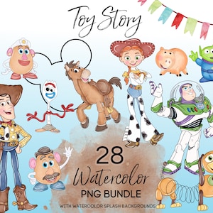 Clipart de acuarela de Toy Story, Toy Story PNG, Buzz Lightyear Woody pintado a mano PNG, Acuarela PNG
