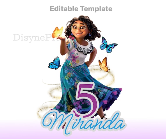 EDITABLE Encanto PNG, Encanto Birthday Template, Encanto Clipart, Mirabel PNG, Encanto Cake topper, Encanto birthday shirt, party decor