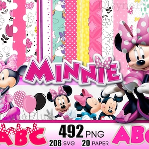 Carta digitale Minnie, PNG Minnie, Clipart Minnie, Decorazione per torta Minnie, Maglietta Minnie, Compleanno Minnie, Baby Shower