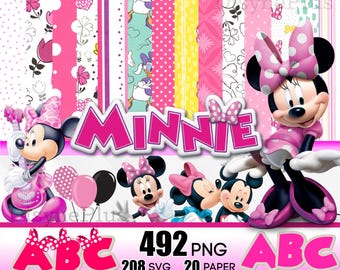 Minnie Digital Paper, Minnie PNG, Minnie Clipart, Minnie Cake Topper, Minnie shirt, Minnie Birthday, Baby Shower