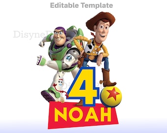 EDITABLE Toy Story PNG, Toy Story Birthday Template, Toy Story Clipart, Buzz Woody PNG, Toy Story Cake topper, Toy Story birthday shirt