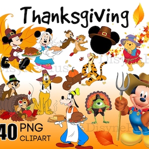 Clipart del Ringraziamento di Topolino, PNG del Ringraziamento per bambini, clip art di Minnie Autunno Autunno, Winnie pooh Autunno stampabile