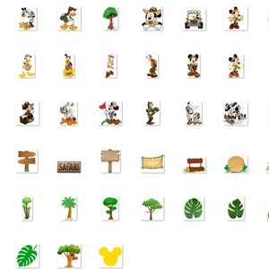 May include: A set of digital clipart images featuring Mickey Mouse and his friends in various poses and settings. The images include Mickey Mouse, Minnie Mouse, Donald Duck, Goofy, Pluto, and other characters from the Disney universe. The images are perfect for creating invitations, cards, scrapbook pages, and other craft projects.