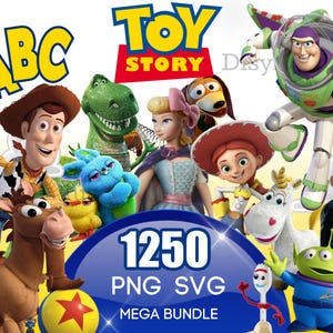 Toy Story SVG PNG Clipart Mega Bundle, Buzz Lightyear svg, Woody svg, fai da te compleanno, maglietta, progetto artigianale, Toy Story Font