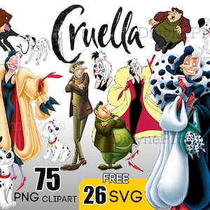Cruella PNG, Cruella De Vil SVG, Cruella svg, Villains svg png clipart, Dalmations SVG, Dalmations villain png clipart, Cruella shirt