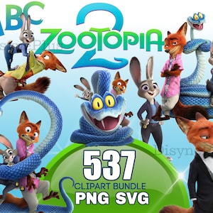 Zootopia 2 Clipart PNG, Zootopia SVG, przezroczyste tło zwierzęta animowany film clipart