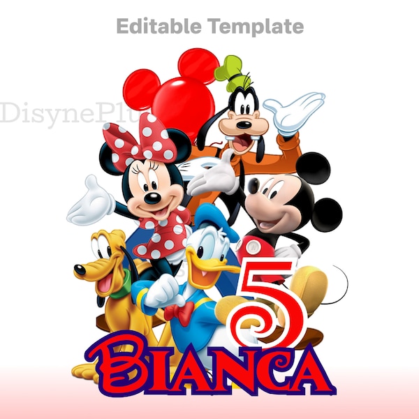 EDITABLE Mickey PNG, Mickey Birthday Template, Family Vacation Shirt Clipart, Mickey PNG, Mickey Cake topper, Mickey birthday shirt