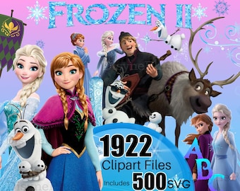 Frozen PNG, Frozen SVG, Frozen Clipart, Frozen 2 Clipart, Princess png svg clipart, Anna Elsa Olaf, Frozen 2 svg, Frozen birthday